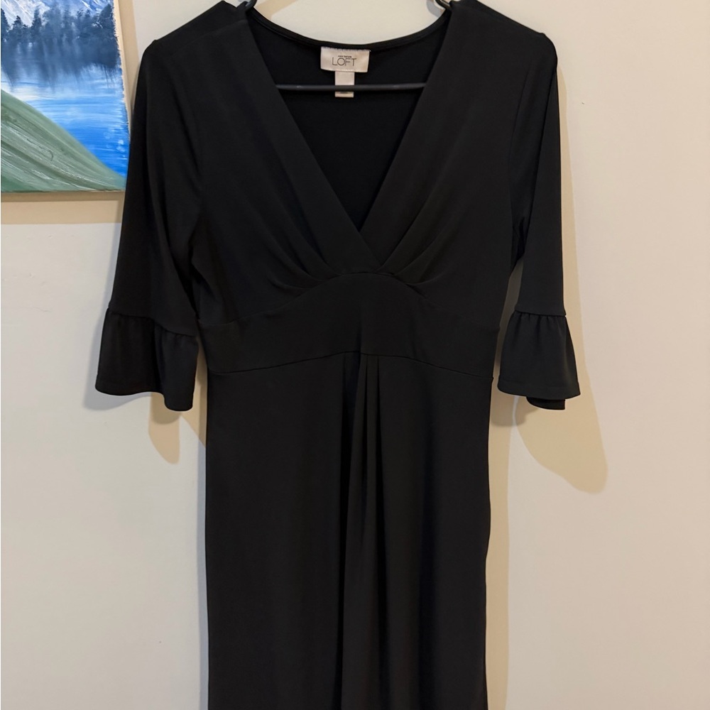 LOFT Elegant Black Long Sleeve Dress